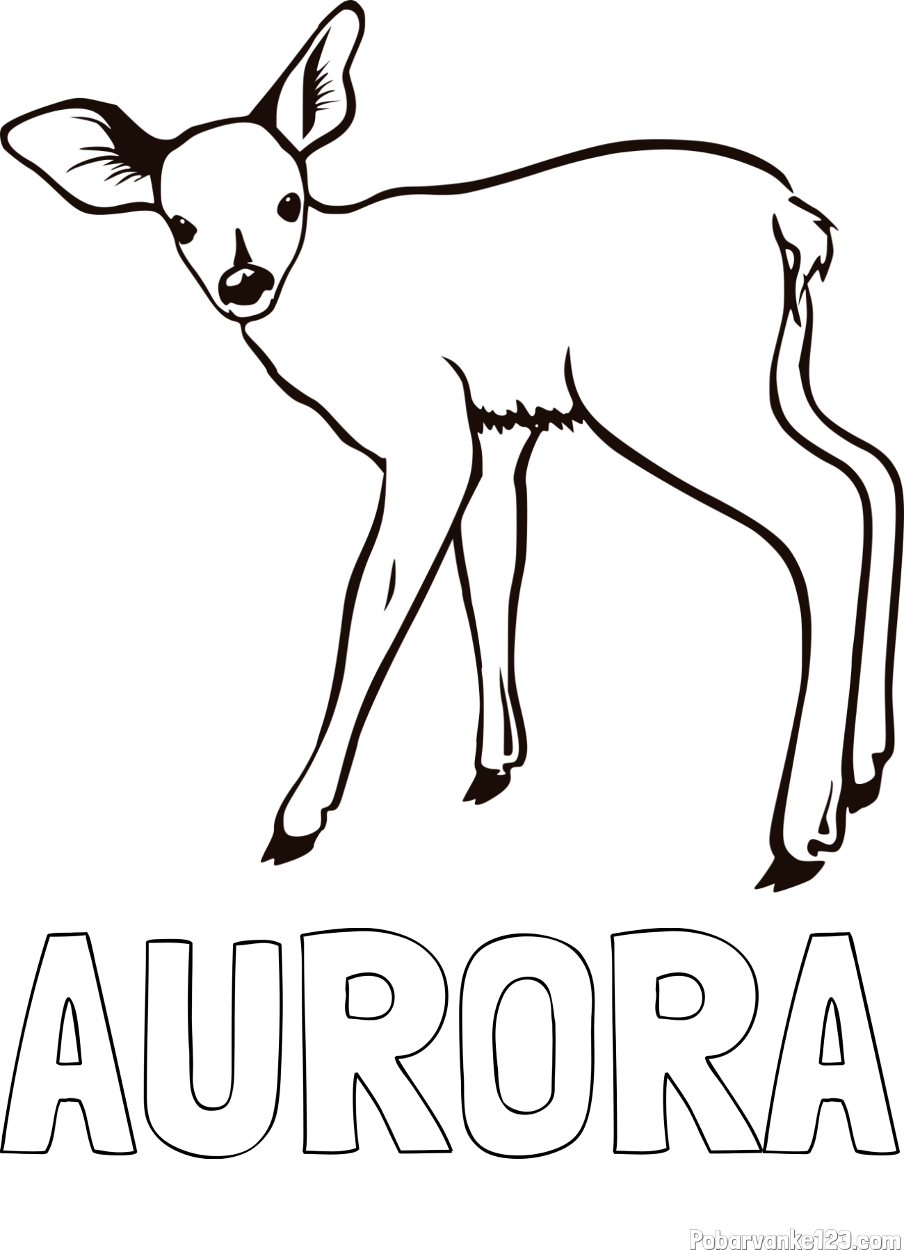 Pobarvanka imena AURORA in pobarvanka mladega jelenčka