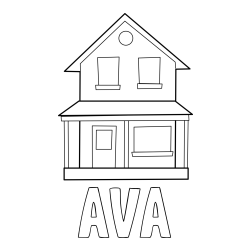 Online izdelana pobarvanka - Pobarvanka imena AVA in pobarvanka preproste hiše