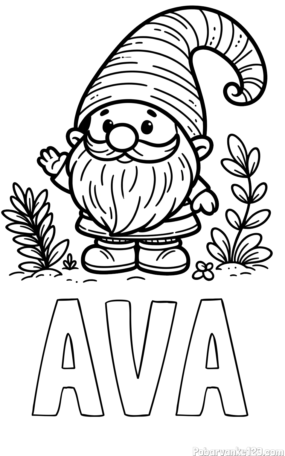 Pobarvanka imena AVA in pobarvanka prijaznega škrata oz. palčka