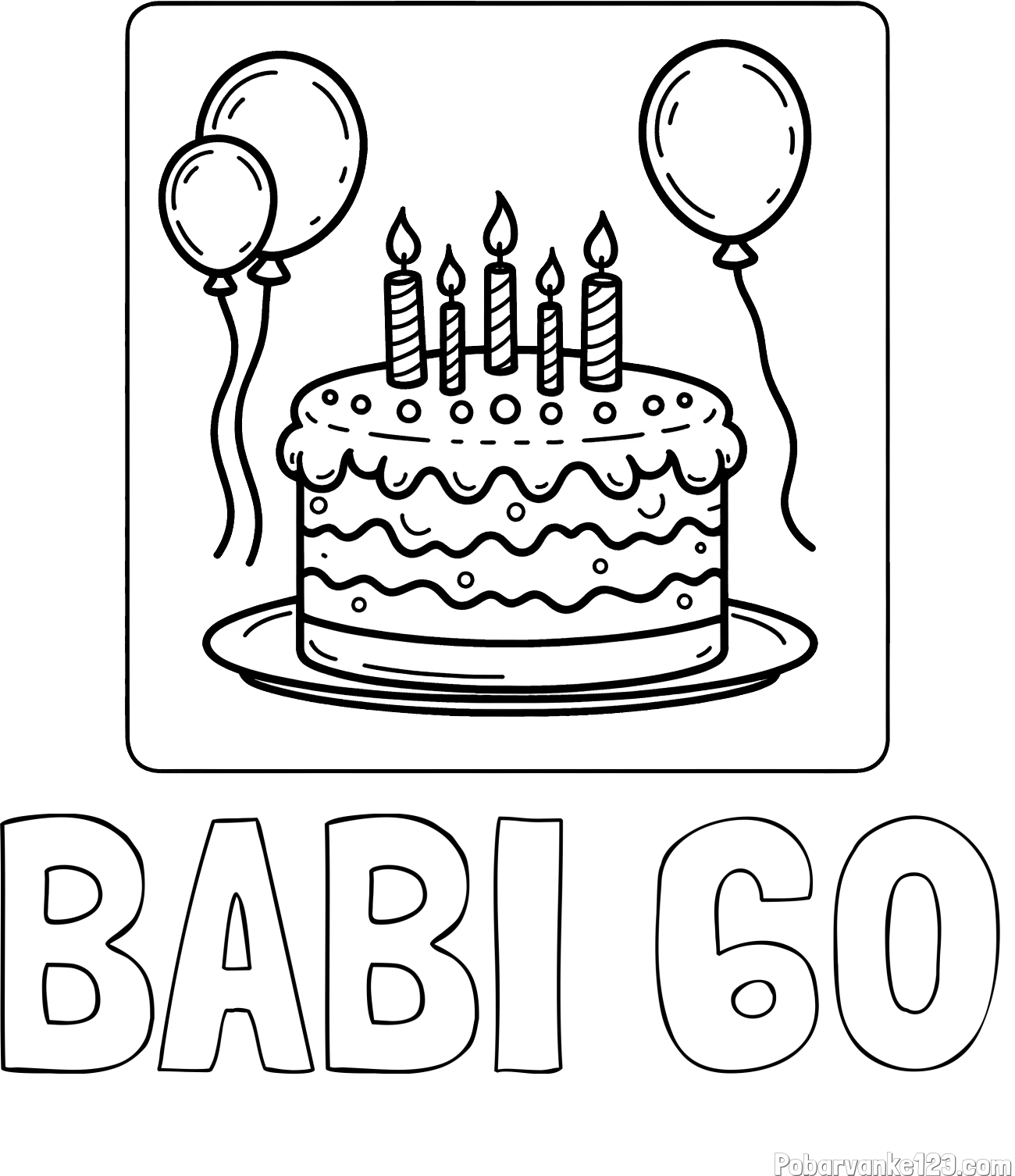 Pobarvanka imena BABI 60 in pobarvanka torte za 5. rojstni dan