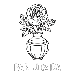 Online izdelana pobarvanka - Pobarvanka imena BABI JOŽICA in pobarvanka vrtnice v vazi
