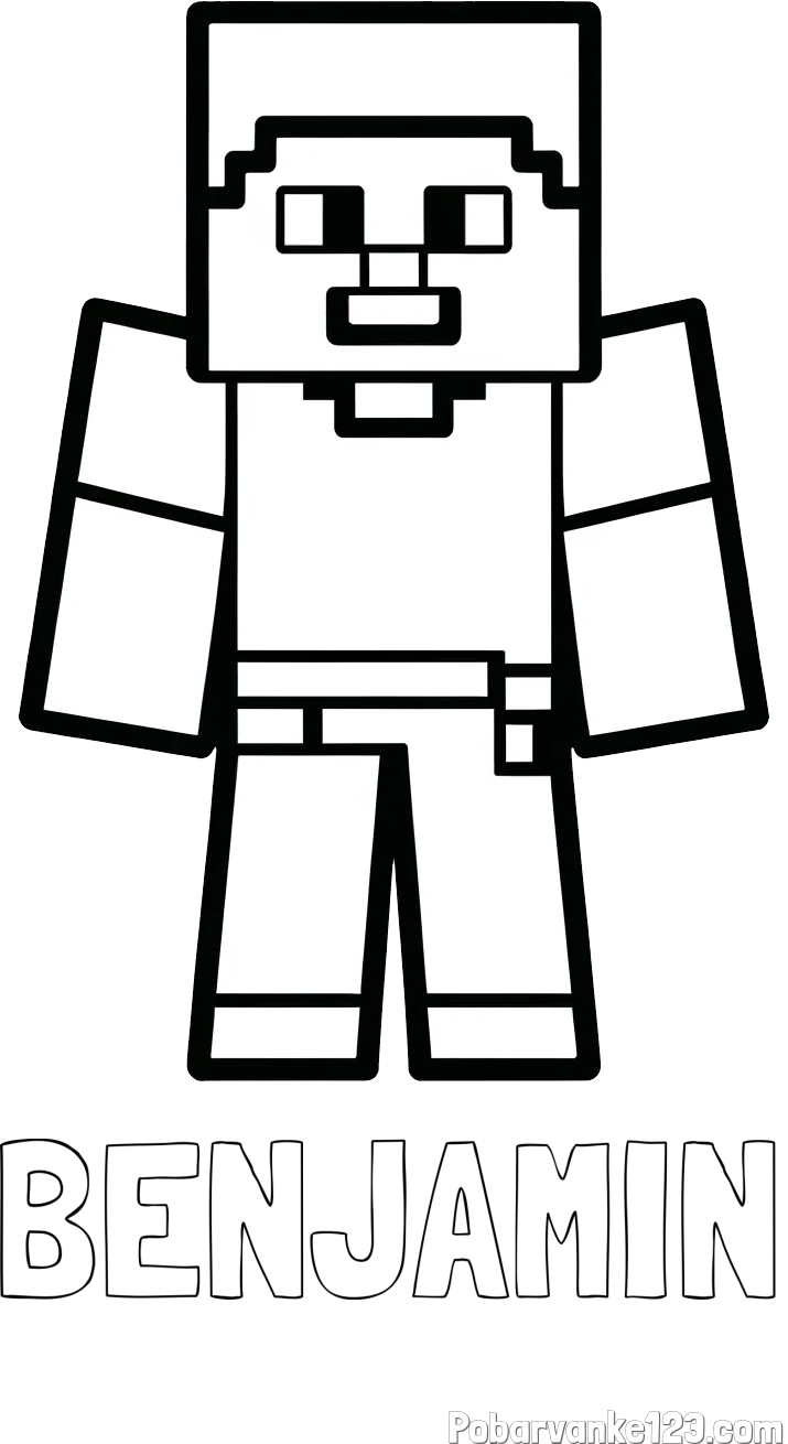 Pobarvanka imena BENJAMIN in pobarvanka Minecraft figurice