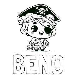 Online izdelana pobarvanka - Pobarvanka imena BENO in pobarvanka nasmejanega gusarja
