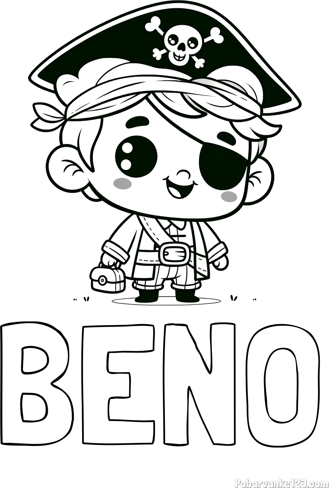 Pobarvanka imena BENO in pobarvanka nasmejanega gusarja