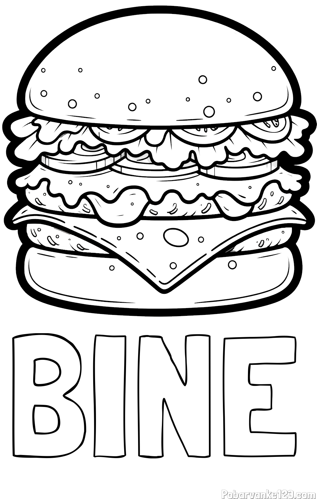 Pobarvanka imena BINE in pobarvanka hamburger