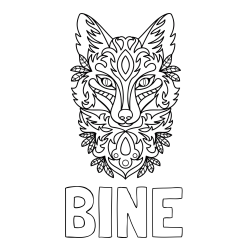Online izdelana pobarvanka - Pobarvanka imena BINE in pobarvanka volka - mandale