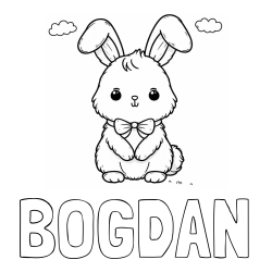 Online izdelana pobarvanka - Pobarvanka imena BOGDAN in pobarvanka prikupnega zajčka