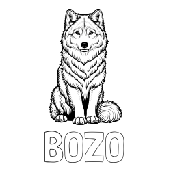 Online izdelana pobarvanka - Pobarvanka imena BOŽO in pobarvanka prijaznega volka