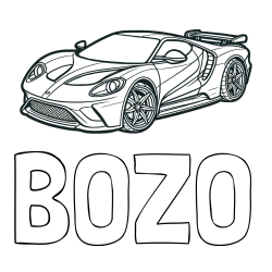 Online izdelana pobarvanka - Pobarvanka imena BOŽO in Športni avtomobil