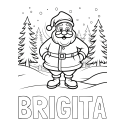 Online izdelana pobarvanka - Pobarvanka imena BRIGITA in pobarvanka Božička v gozdu