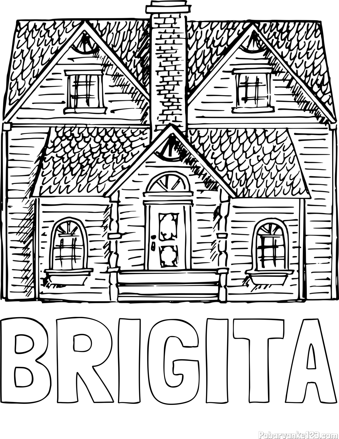 Pobarvanka imena BRIGITA in pobarvanka stare hiše