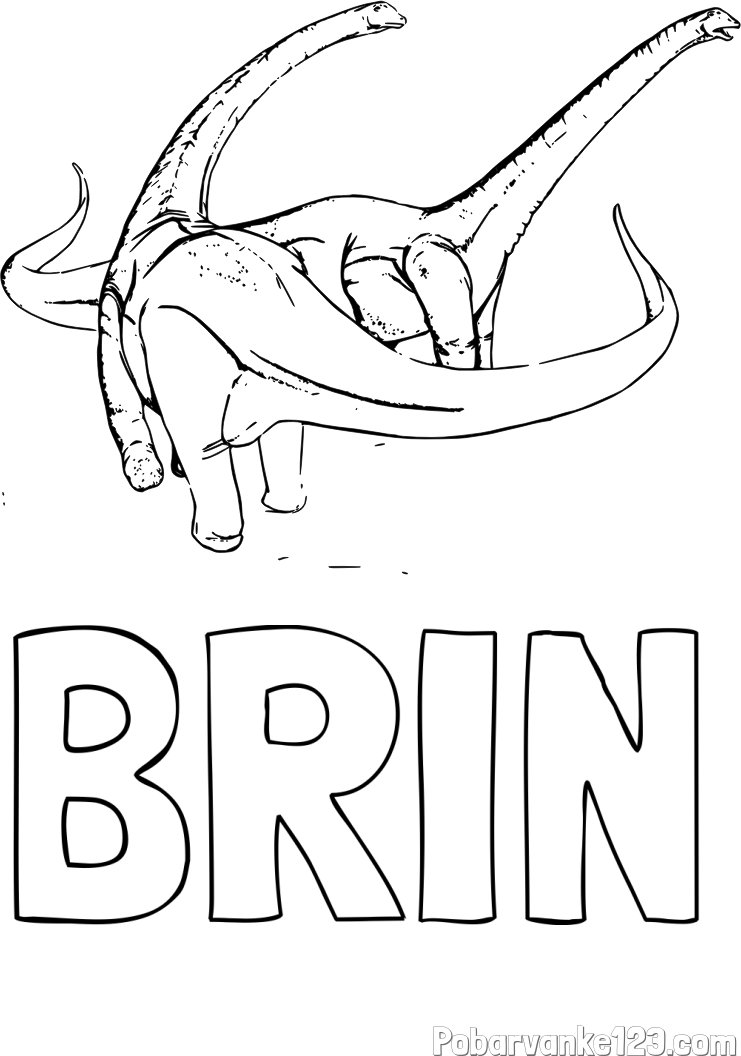 Pobarvanka imena BRIN in pobarvanka dinozavra Alamosaurus
