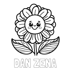 Online izdelana pobarvanka - Pobarvanka imena DAN ŽENA in pobarvanka ljubke in nasmejane rože