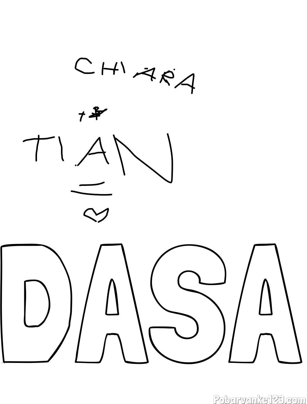 Pobarvanka imena DAŠA in ljubeyen