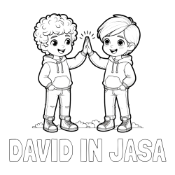 Online izdelana pobarvanka - Pobarvanka imena DAVID IN JAŠA in pobarvanka prijatlejev
