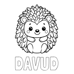 Online izdelana pobarvanka - Pobarvanka imena DAVUD in pobarvanka prikupnega ježa