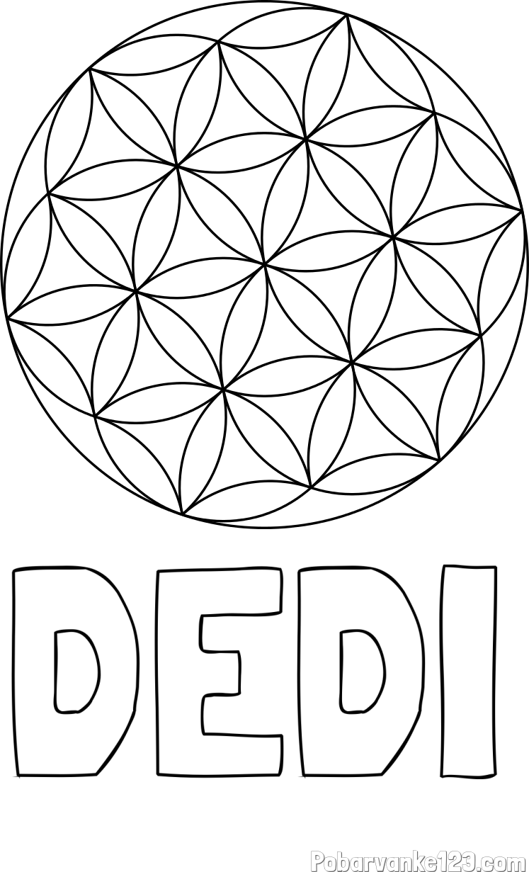Pobarvanka imena DEDI in mandale 2