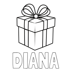 Online izdelana pobarvanka - Pobarvanka imena DIANA in pobarvanka preprostega darila