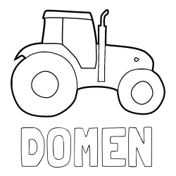 Online izdelana pobarvanka - Pobarvanka imena DOMEN in otroška pobarvanka traktorja