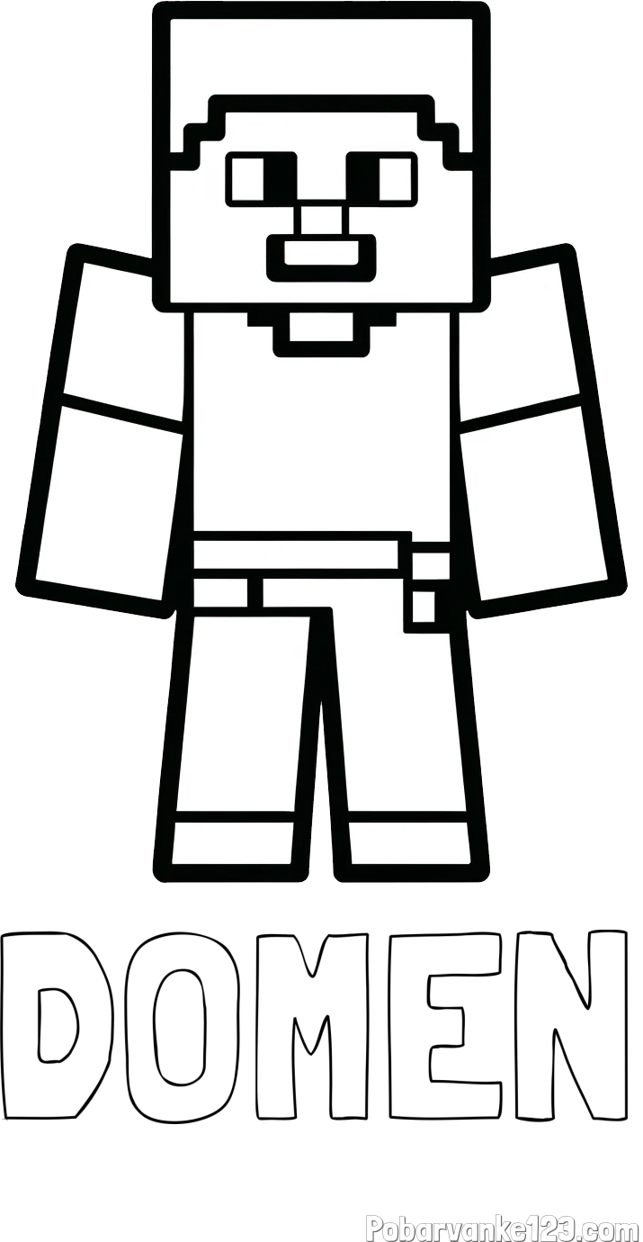 Pobarvanka imena DOMEN in pobarvanka Minecraft figurice