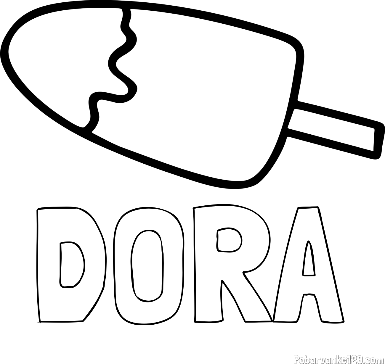 Pobarvanka imena DORA in pobarvanka lučke (sladoled na palčki)
