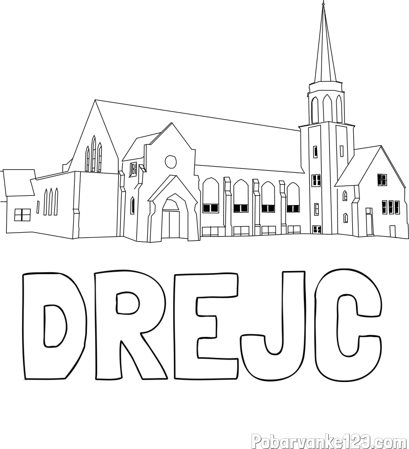 Pobarvanka imena DREJC in pobarvanka velike cerkve