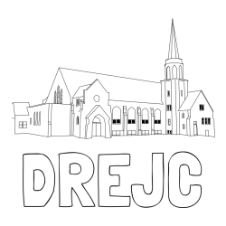 Online izdelana pobarvanka - Pobarvanka imena DREJC in pobarvanka velike cerkve