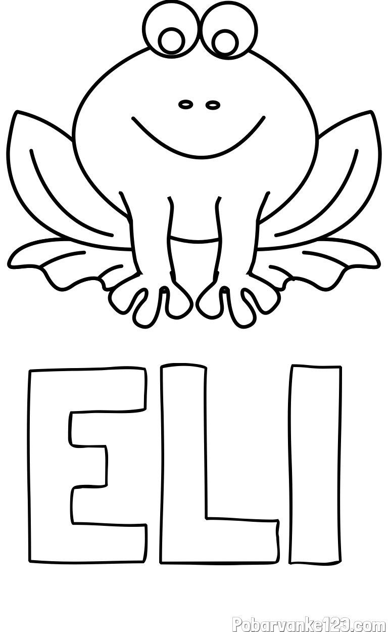 Pobarvanka imena ELI in pobarvanka nasmejane žabe