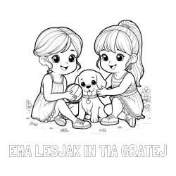 Online izdelana pobarvanka - Pobarvanka imena EMA LESJAK IN TIA GRATEJ in pobarvanka prijateljic s kužkom