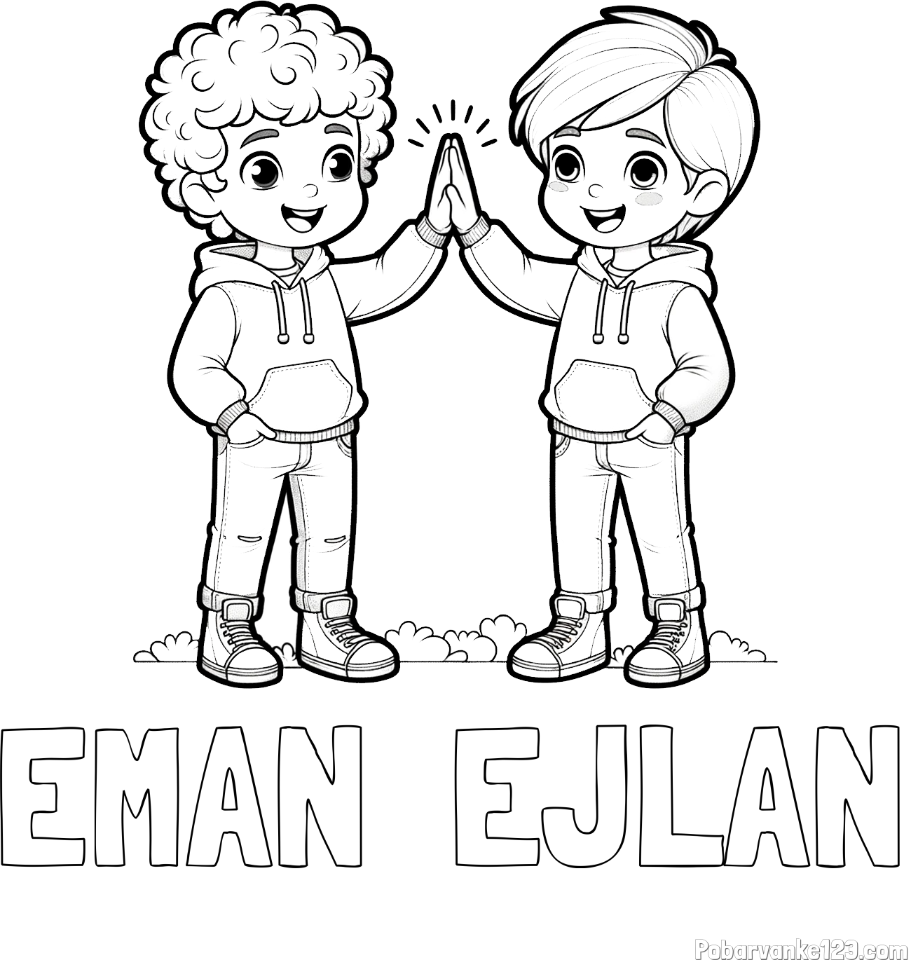 Pobarvanka imena EMAN  EJLAN in pobarvanka prijatlejev