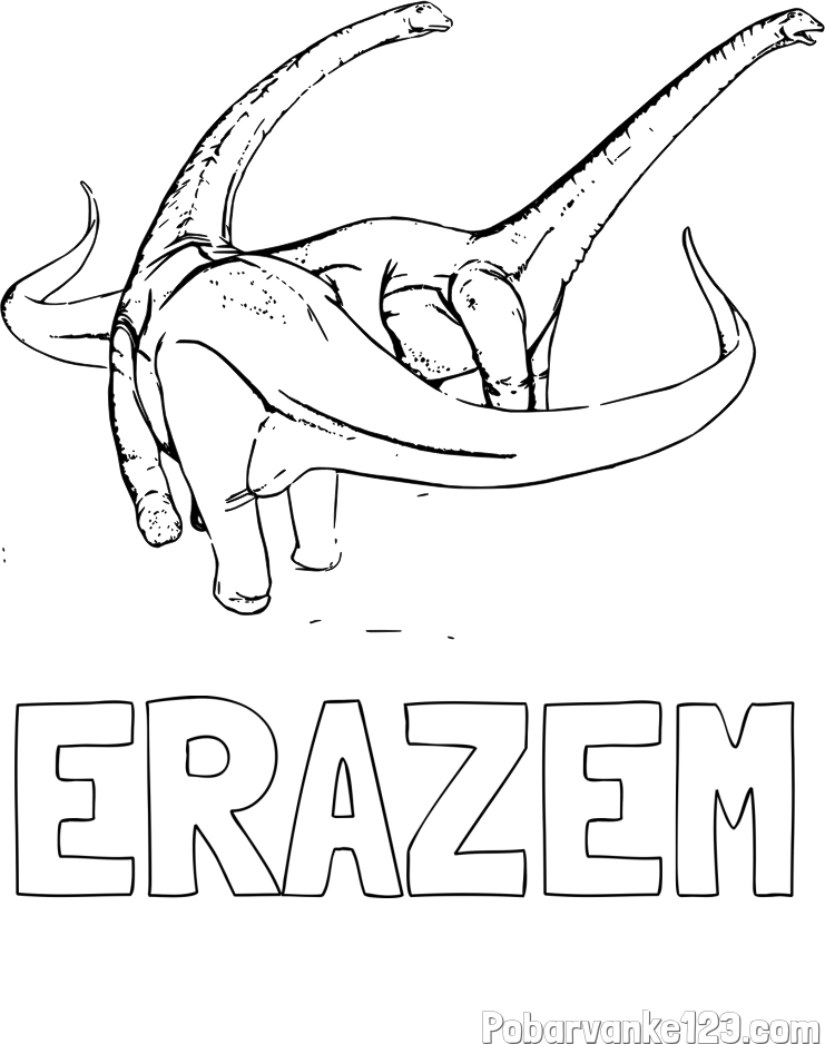 Pobarvanka imena ERAZEM in pobarvanka dinozavra Alamosaurus