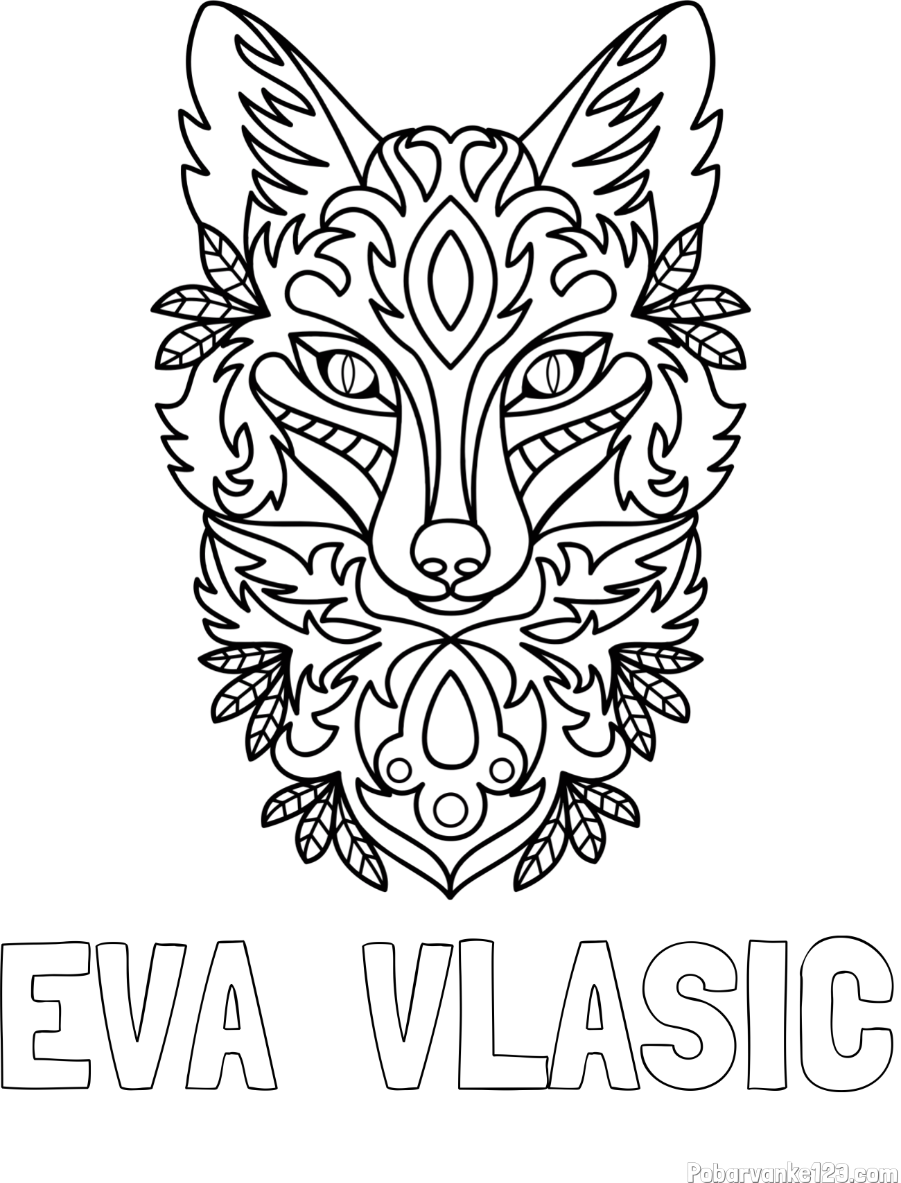 Pobarvanka imena EVA  VLAŠIČ in pobarvanka volka - mandale