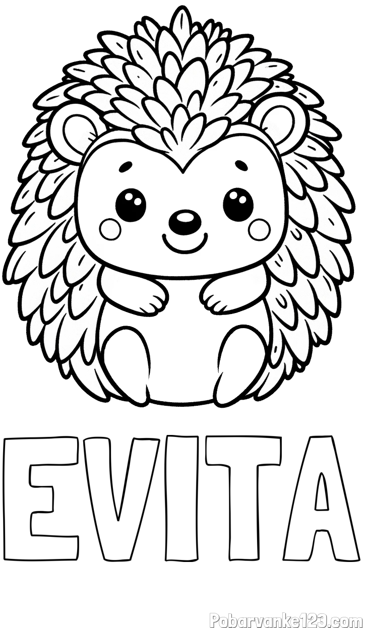 Pobarvanka imena EVITA in pobarvanka prikupnega ježa