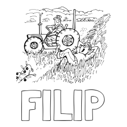 Online izdelana pobarvanka - Pobarvanka imena FILIP in pobarvanka traktor