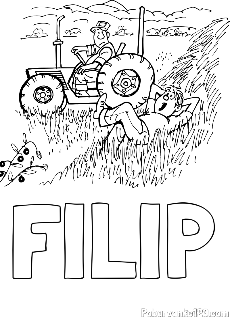 Pobarvanka imena FILIP in pobarvanka traktor