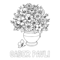 Online izdelana pobarvanka - Pobarvanka imena GABER PAVLI in pobarvanka cvetja v vazi