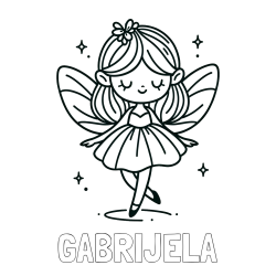 Online izdelana pobarvanka - Pobarvanka imena GABRIJELA in enostavna pobarvanka čarobne vile