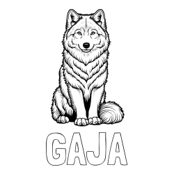 Online izdelana pobarvanka - Pobarvanka imena GAJA in pobarvanka prijaznega volka