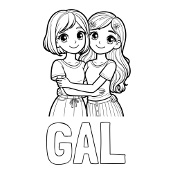 Online izdelana pobarvanka - Pobarvanka imena GAL in pobarvanka ljubkih prijateljic