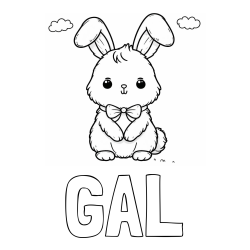 Online izdelana pobarvanka - Pobarvanka imena GAL in pobarvanka prikupnega zajčka