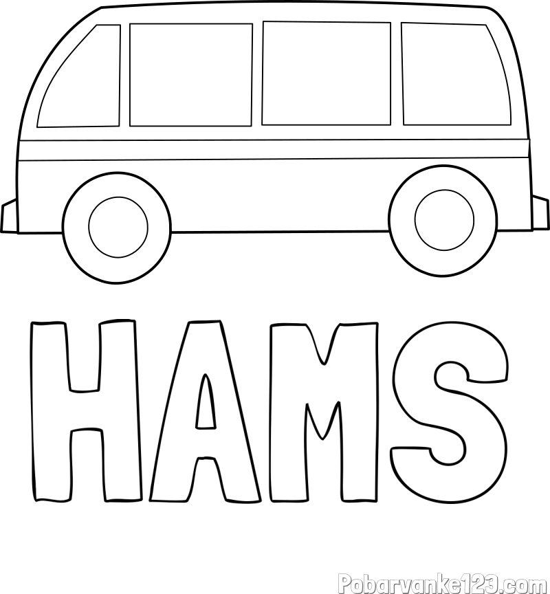 Pobarvanka imena HAMS in avtobus