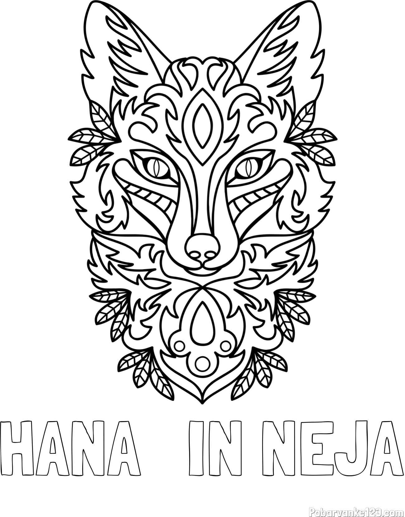 Pobarvanka imena HANA   IN NEJA in pobarvanka volka - mandale