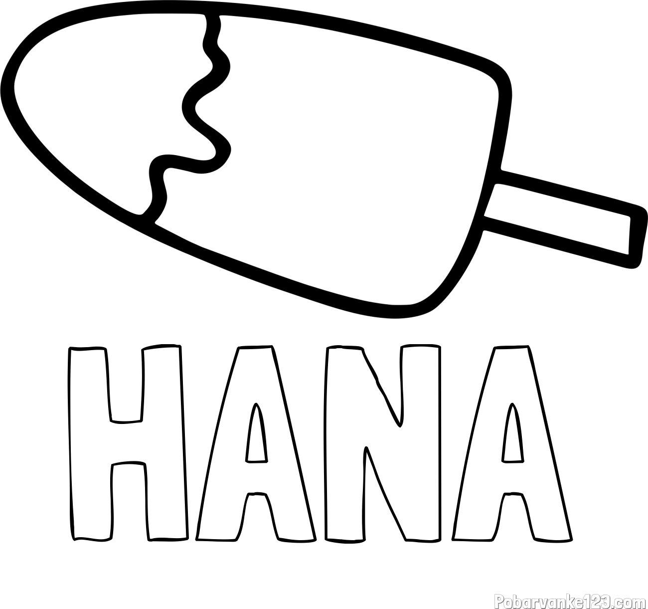 Pobarvanka imena HANA in pobarvanka lučke (sladoled na palčki)