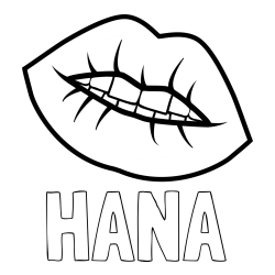 Online izdelana pobarvanka - Pobarvanka imena HANA in pobarvanka ustnic