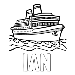 Online izdelana pobarvanka - Pobarvanka imena IAN in pobarvanka velike potniške ladje