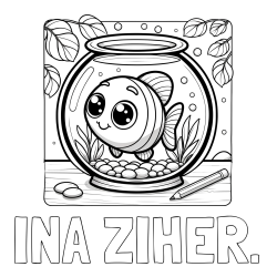 Online izdelana pobarvanka - Pobarvanka imena INA ŽIHER. in pobarvanka ljubke ribice