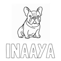 Online izdelana pobarvanka - Pobarvanka imena INAAYA in pobarvanka francoskega buldoga