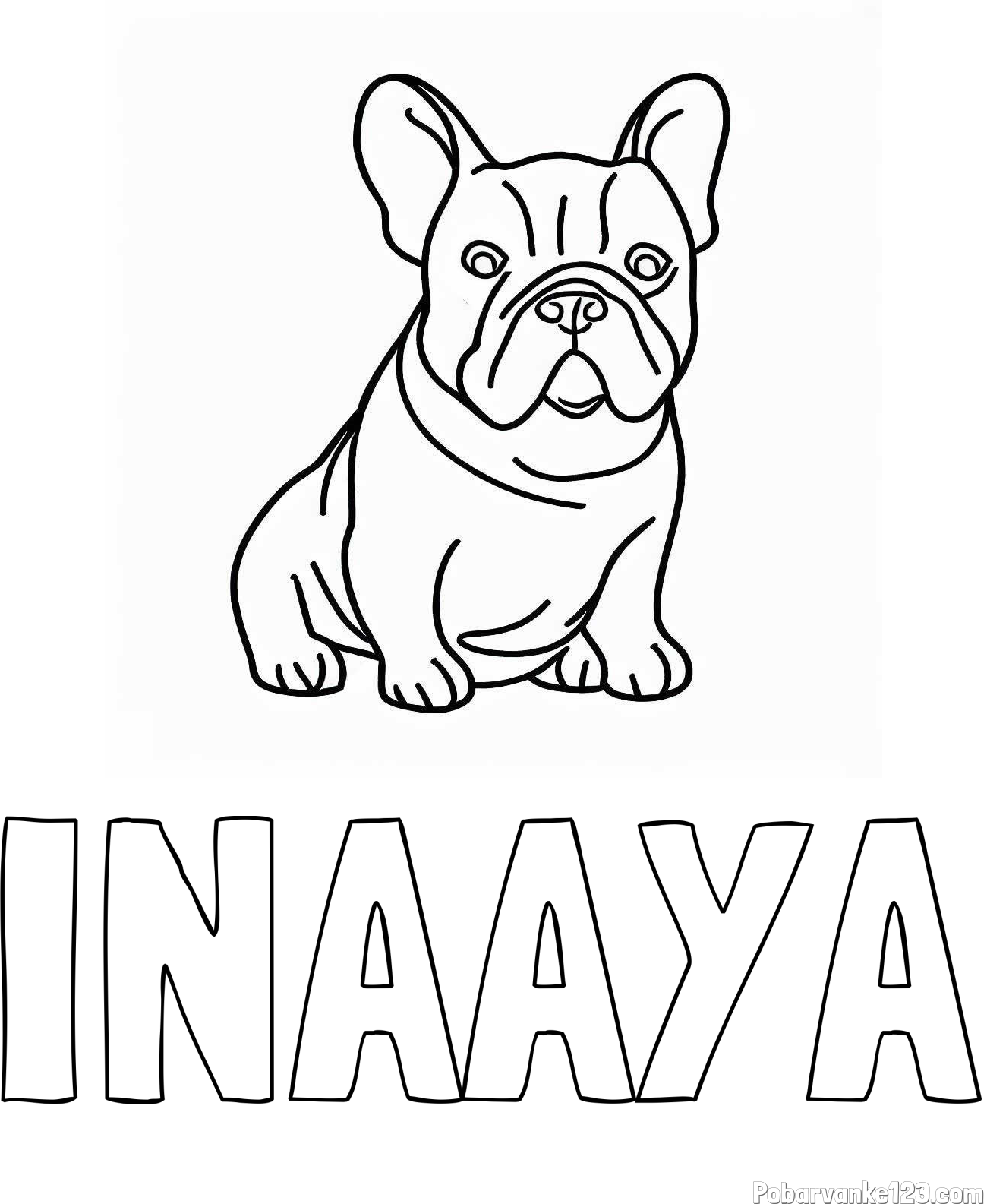 Pobarvanka imena INAAYA in pobarvanka francoskega buldoga