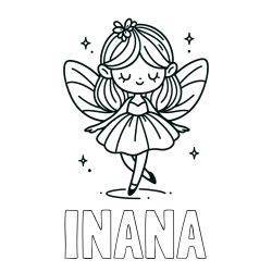 Online izdelana pobarvanka - Pobarvanka imena INANA in enostavna pobarvanka čarobne vile