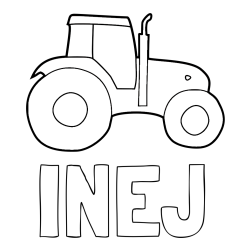 Online izdelana pobarvanka - Pobarvanka imena INEJ in otroška pobarvanka traktorja